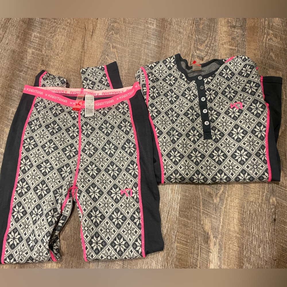 Kari Traa Rose Baselayer Set (top + bottom) - Women’s L, 100% Merino Wool